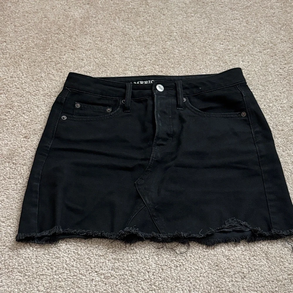 American Eagle Black Denim Mini Skirt size 0